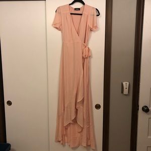 Lulu’s Blush Wrap Maxi Dress (Fits Size M)